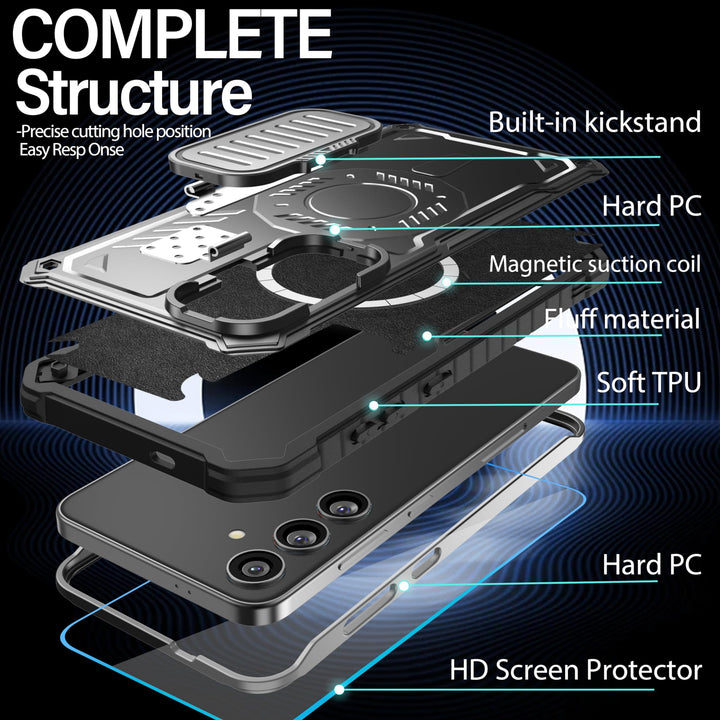 FITO for Samsung Galaxy A15 Case with Screen Protector, Military Grade Shockproof Phone Case with Camera Cover and Kickstand (Black) - DOKUTRONIX