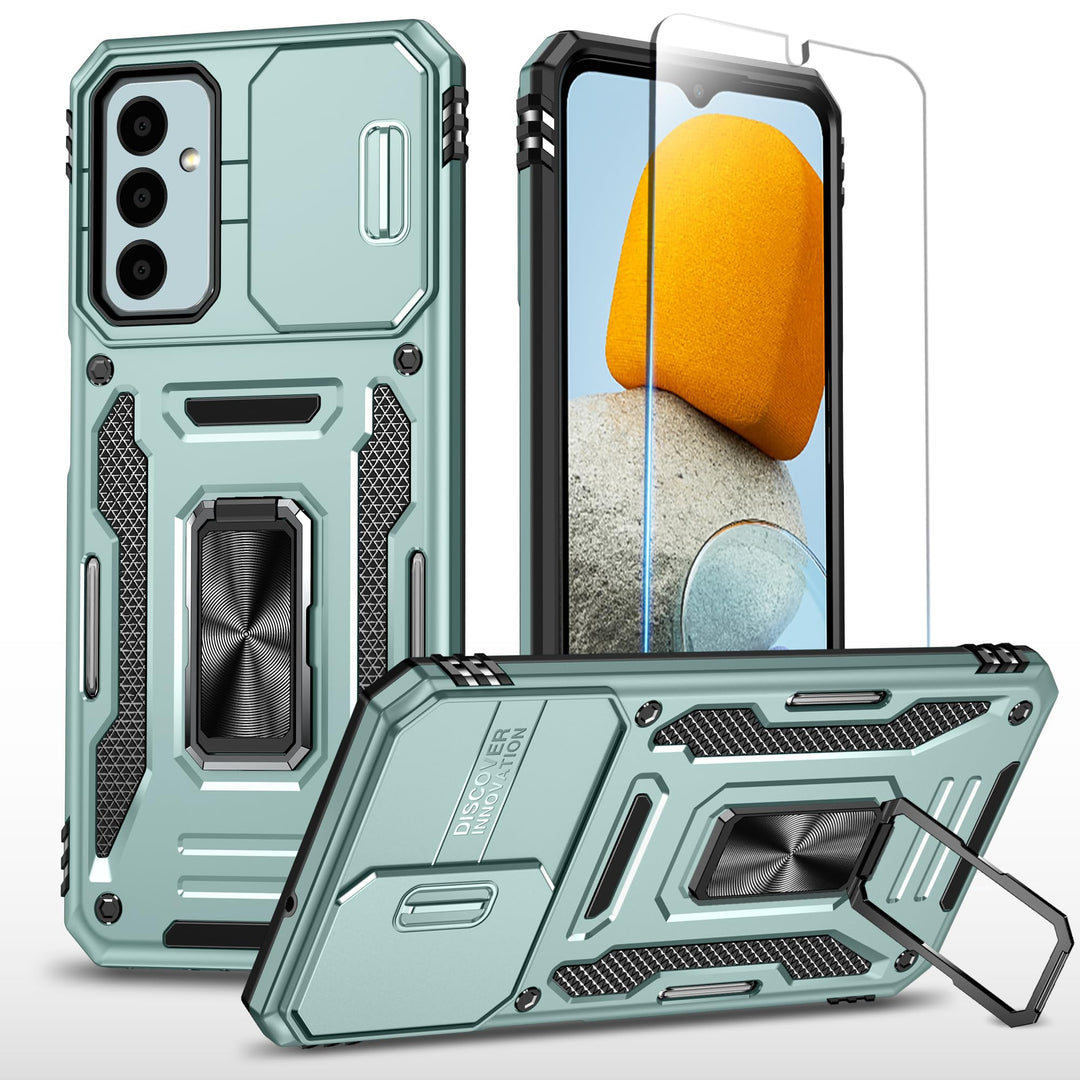 SunStory Phone Case for Samsung Galaxy A15 5G Case with HD Screen Protector & Slide Camera Cover & Rotated Ring Kickstand, [Military-Grade] Phone Case for Galaxy A15 5G (Red) - DOKUTRONIX