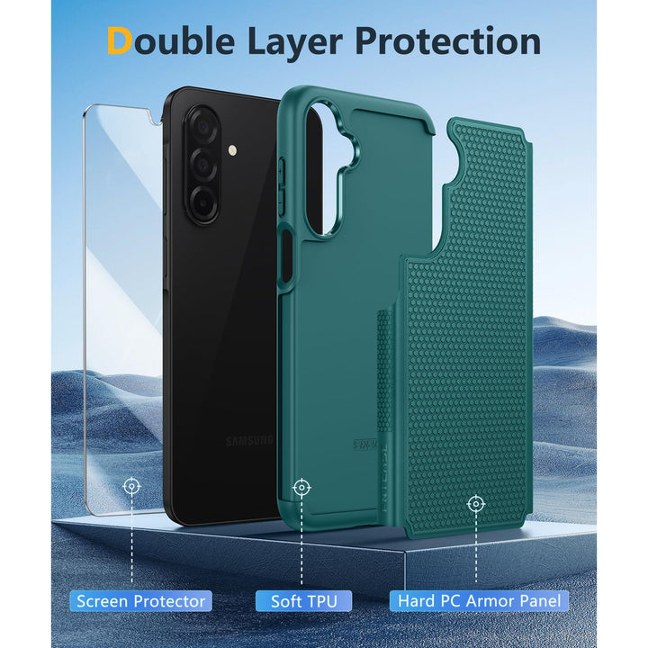 FNTCASE for Samsung Galaxy A14 5G Case: Dual Layer Protective Heavy Duty Cell Phone Cover Shockproof Rugged with Non Slip Textured Back - Military Protection Bumper Tough - 2023, 6.6inch (Matte Black) - DOKUTRONIX