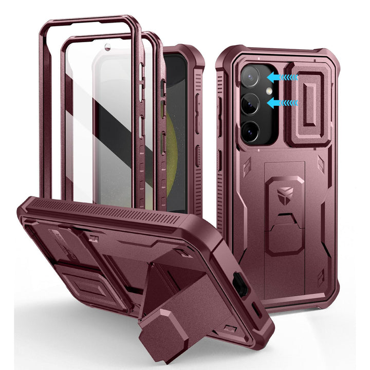 Dexnor for Samsung Galaxy S24 Case with Built-in Slide Camera Cover & Screen Protector & Kickstand, Heavy-Duty Shockproof Rugged Case Full-Body Bumper Protective Cover for Galaxy S24 (2024),Black - DOKUTRONIX