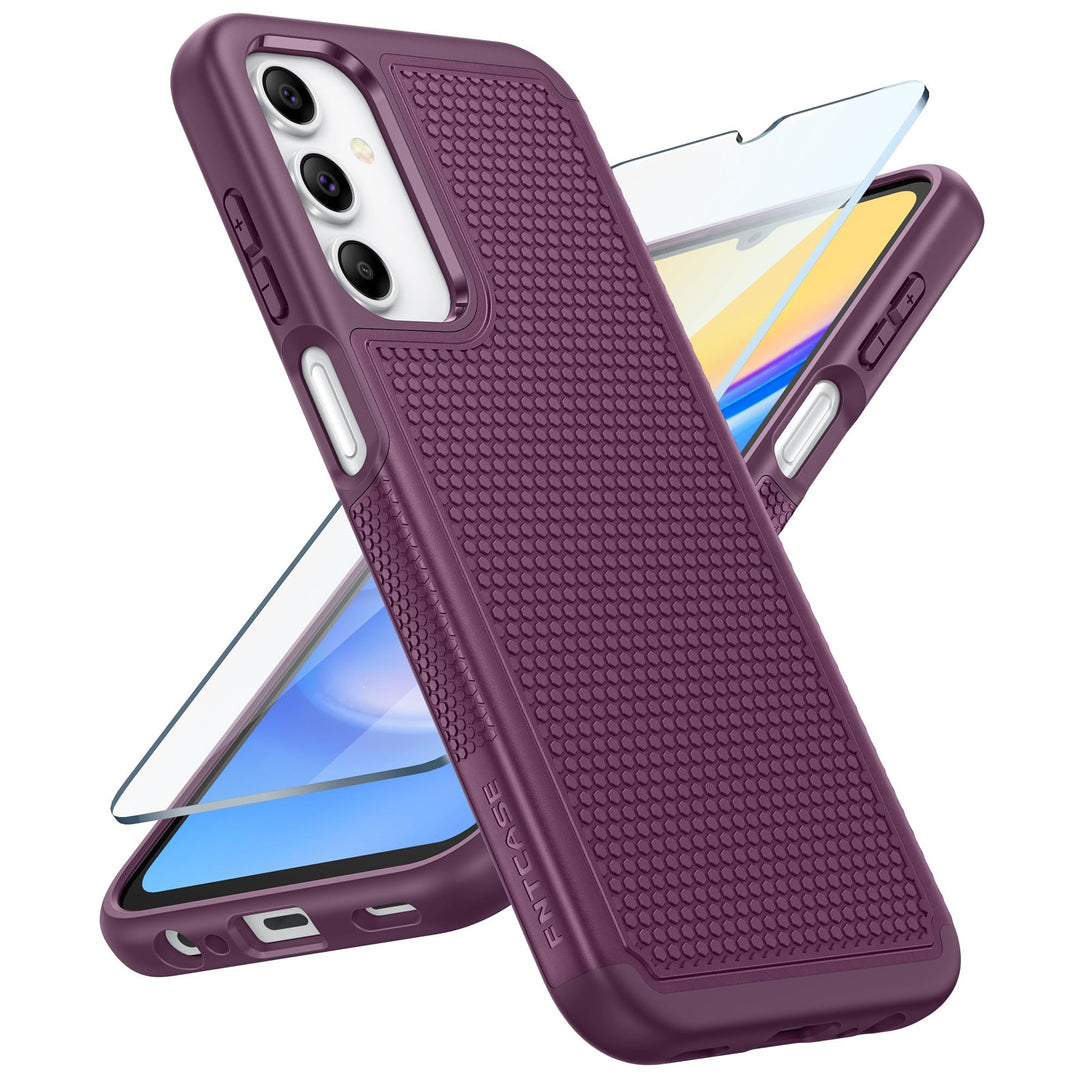 FNTCASE for Samsung Galaxy A14 5G Case: Dual Layer Protective Heavy Duty Cell Phone Cover Shockproof Rugged with Non Slip Textured Back - Military Protection Bumper Tough - 2023, 6.6inch (Matte Black) - DOKUTRONIX