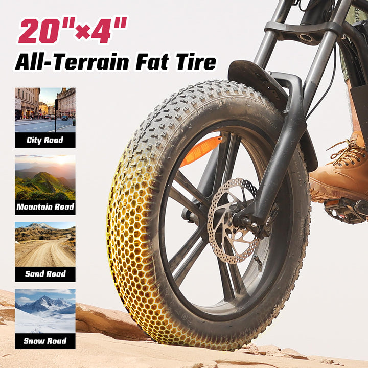 E2/K20 Electric Bike for Adults, 48V 13Ah/15Ah Battery, Up to 28 MPH & 46.6/60 Miles (PAS), 750/1000W Peak Ebike with All-Terrain 20"/26'' Fat Tires, UL Certified, Moped E-Bike - DOKUTRONIX