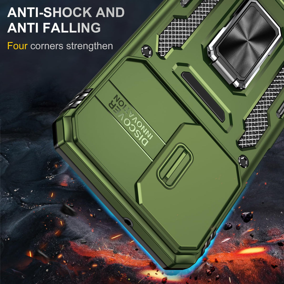 SunStory Phone Case for Samsung Galaxy A15 5G Case with HD Screen Protector & Slide Camera Cover & Rotated Ring Kickstand, [Military-Grade] Phone Case for Galaxy A15 5G (Red) - DOKUTRONIX