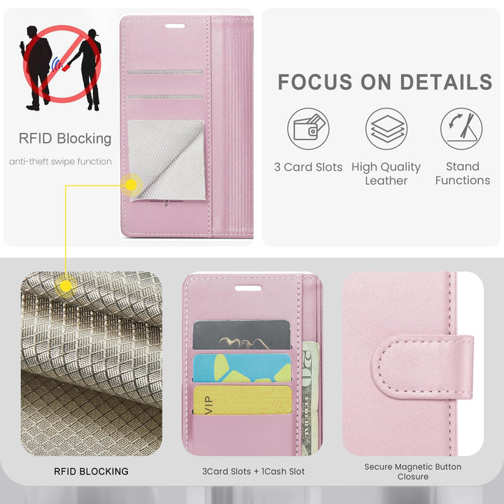 iPhone 16 Pro RFID Wallet Case - Purple Flip Cover