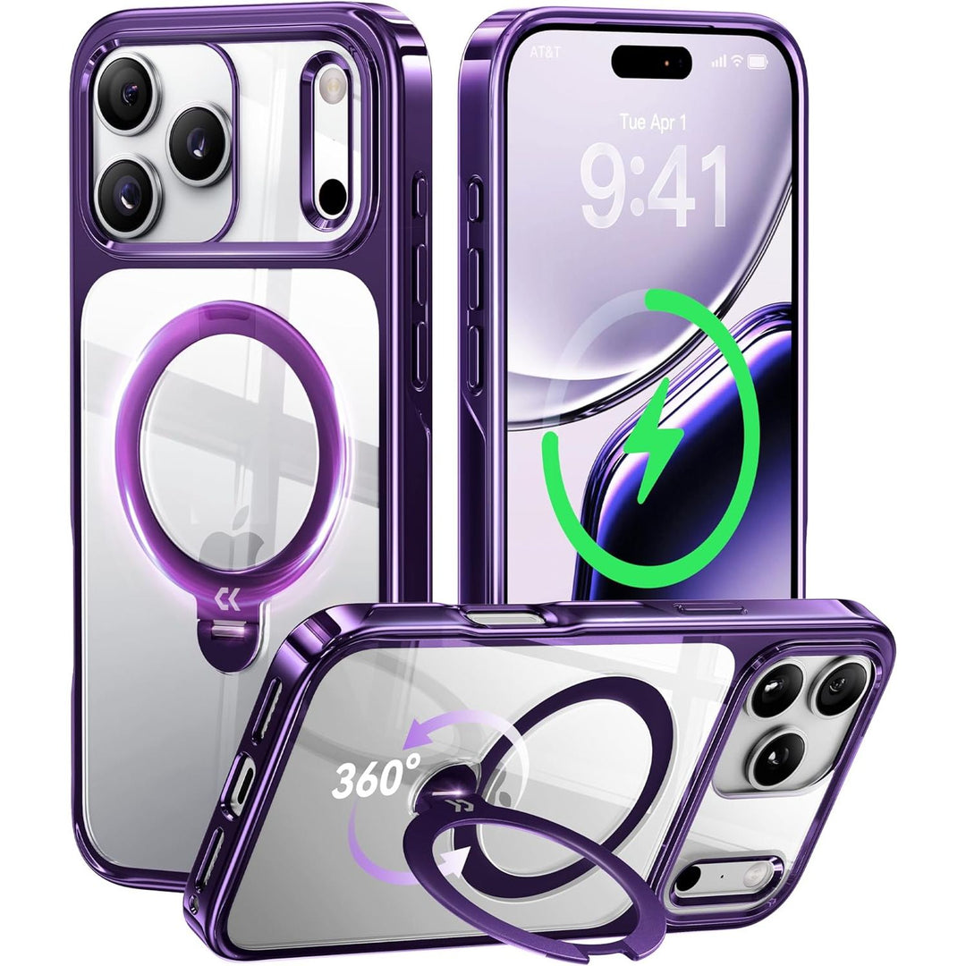 CASEKOO 360° MagSafe Clear Stand Case for iPhone 17 Pro Max