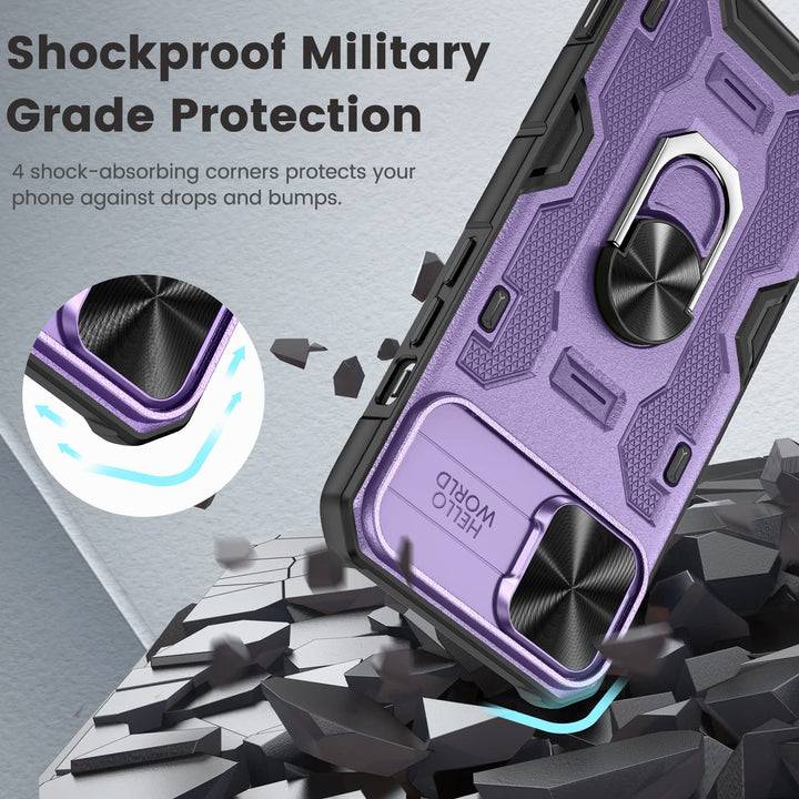 Caka iPhone 14 Plus Case – Belt-Clip Holster, Slide Camera Cover & 360° Stand (Green)