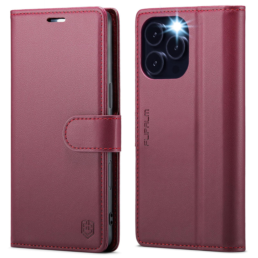 iPhone 16 Pro RFID Wallet Case - Purple Flip Cover