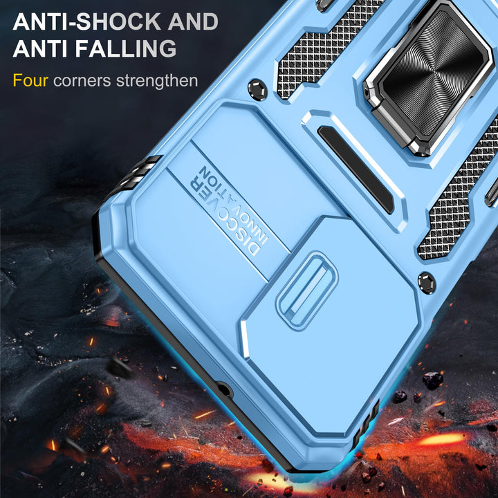 SunStory Phone Case for Samsung Galaxy A15 5G Case with HD Screen Protector & Slide Camera Cover & Rotated Ring Kickstand, [Military-Grade] Phone Case for Galaxy A15 5G (Red) - DOKUTRONIX