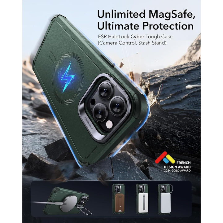 ESR Cyber Series MagSafe Stand Case, 23ft Drop, Green