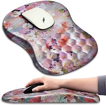 Floral Ergonomic Mouse Pad with Wrist Support (12x8 inch)