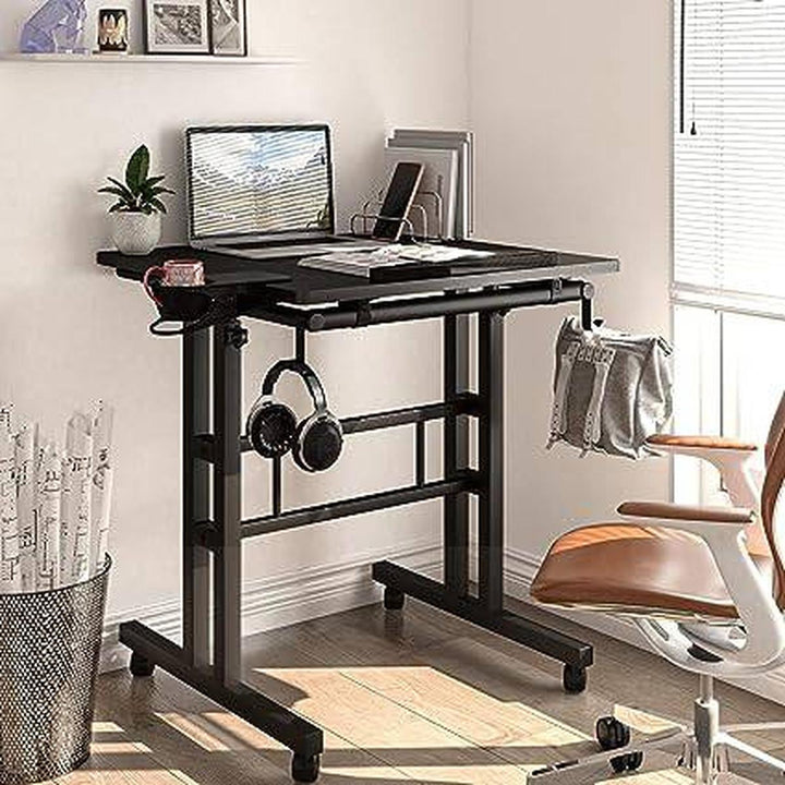 Rolling Stand Desk - Black - DOKUTRONIX
