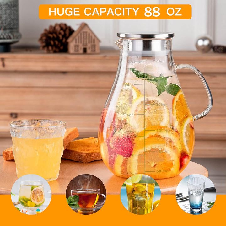 Lid & Line Glass Pitcher