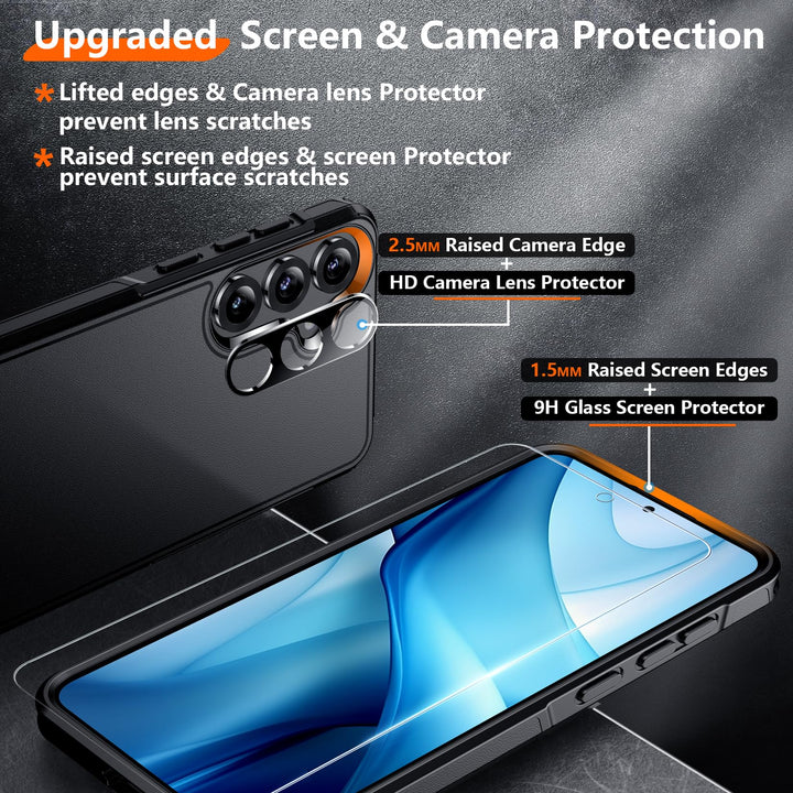 Red2Fire Designed for Samsung Galaxy A16 5G Case, [Military Grade Drop Protection] Non-Slip Heavy Duty Full Body Shockproof Protection Phone Case Galaxy A16 5G Case,Black - DOKUTRONIX