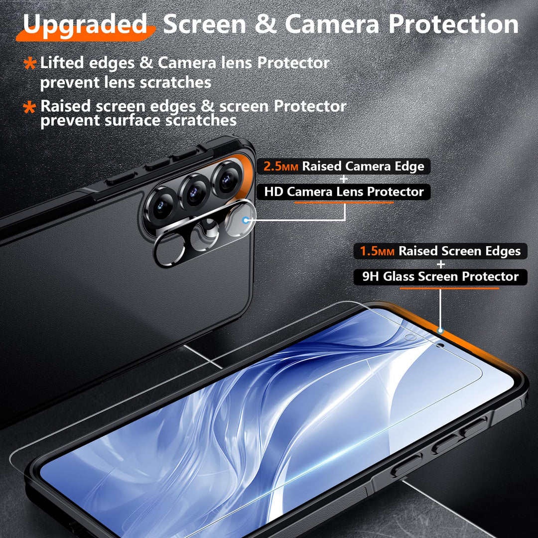 Red2Fire Designed for Samsung Galaxy A16 5G Case, [Military Grade Drop Protection] Non-Slip Heavy Duty Full Body Shockproof Protection Phone Case Galaxy A16 5G Case,Black - DOKUTRONIX