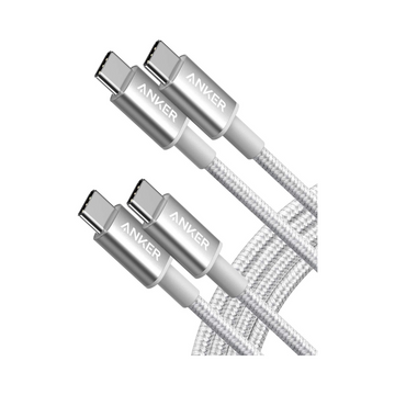 Anker Nylon USB-C Cable (2-Pack, 6ft, Silver) - Fast Charge