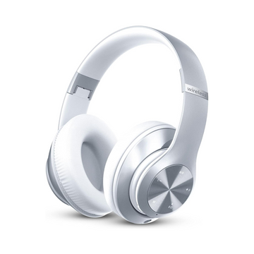 60-Hour Bluetooth Over-Ear Headphones: Hi-Fi Stereo, 6 EQ Modes, Microphone, Foldable Design - Silver