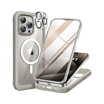 Miracase MagSafe iPhone 15 Pro Case - Full-Body Bumper - Magnetic Grey Titanium
