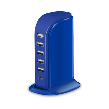 Upoy 6-Port USB Charger Block with Type C - Blue