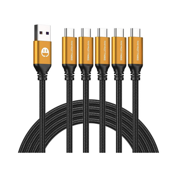 Short USB-C Cable 5-Pack 12-inch Fast Charging (Gold)