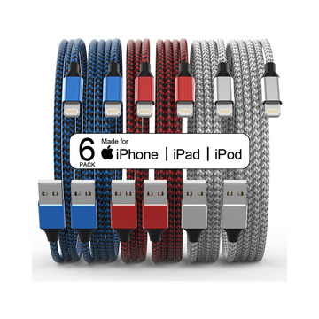 [Apple MFi Certified] 6Pack iPhone Charger Nylon Braided Lightning Cable