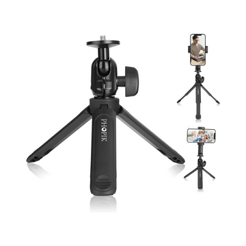 Phone Tripod Video Tripod with 360° Ball Head and Cold Shoe