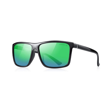 MERRY'S Polarized Sports Sunglasses - Black Frame/Gray Metal/Green Mirror Lens