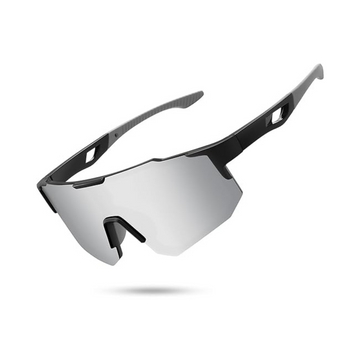 STORYCOAST Polarized Sports Sunglasses - Black Frame/Silver Mirror Lens