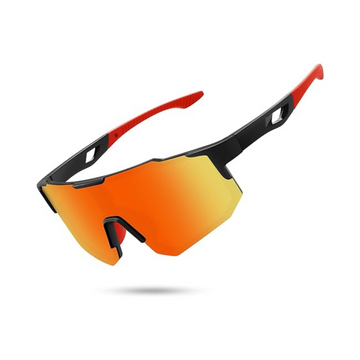 STORYCOAST Polarized Sports Sunglasses - Black Frame/Red Mirror Lens