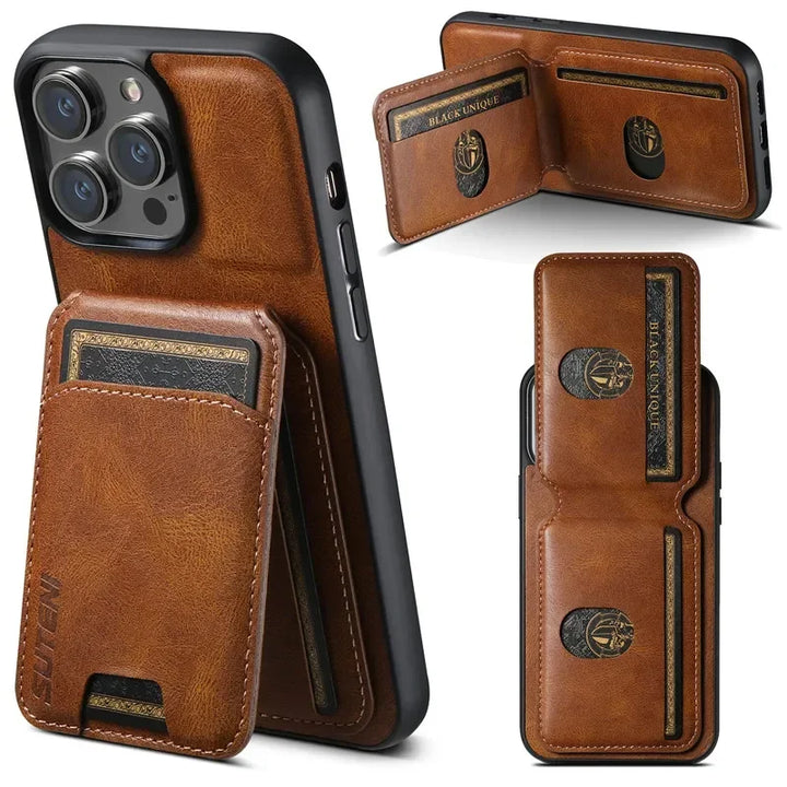 Magnetic Luxe Leather Wallet Case for iPhone - DOKUTRONIX
