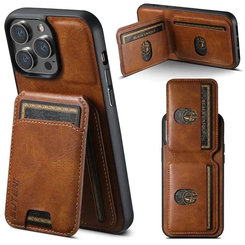 LeatherLux Wallet Case for iPhone - DOKUTRONIX