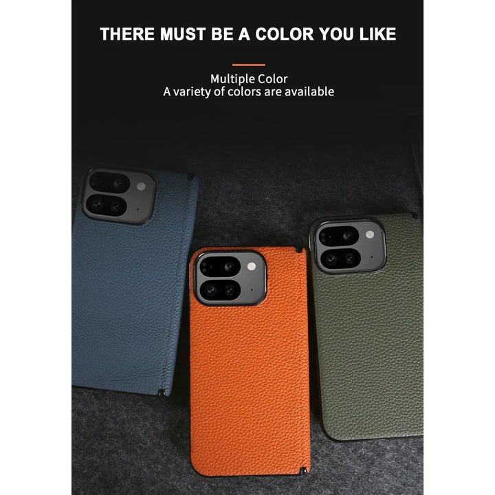 For Google Pixel 9 Pro Fold Case Genuine Leather Cover Pixel 9Pro Fold Capa Protective Etui Back Coque Carcasa without front - DOKUTRONIX