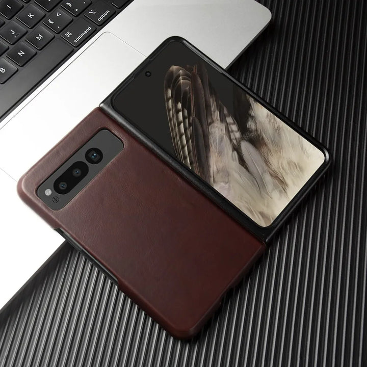 For Google Pixel Fold Case Luxury Oil Wax Genuine Leather Cover Pixel Fold Capa Protective Etui Back Coque Carcasa Vintage Shell - DOKUTRONIX