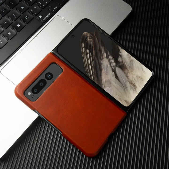For Google Pixel Fold Case Luxury Oil Wax Genuine Leather Cover Pixel Fold Capa Protective Etui Back Coque Carcasa Vintage Shell - DOKUTRONIX
