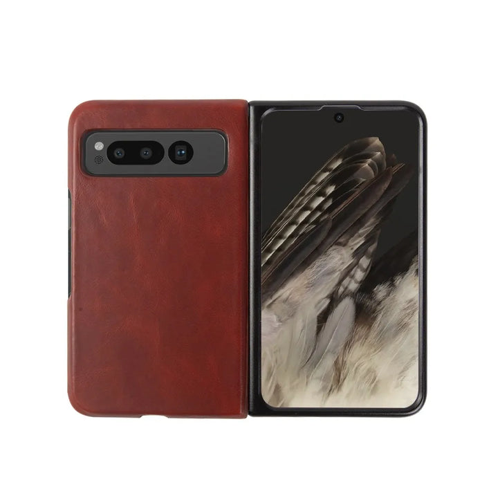 For Google Pixel Fold Case Luxury Oil Wax Genuine Leather Cover Pixel Fold Capa Protective Etui Back Coque Carcasa Vintage Shell - DOKUTRONIX
