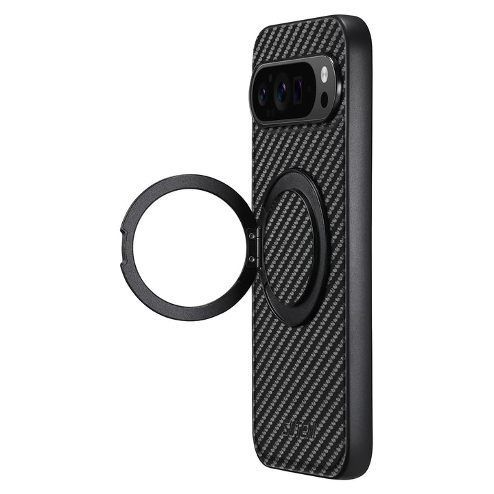 For Google Pixel 9 Pro XL Pixel 9 8 7 6 Pro 8A 7A 6A Carbon Fiber Case,[Compatible with Magnetic] Built in Kickstand Phone Cover - DOKUTRONIX