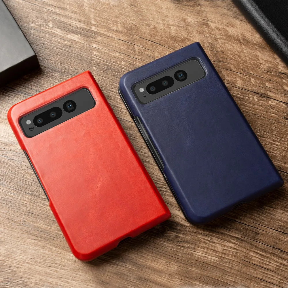 For Google Pixel Fold Case Luxury Oil Wax Genuine Leather Cover Pixel Fold Capa Protective Etui Back Coque Carcasa Vintage Shell - DOKUTRONIX
