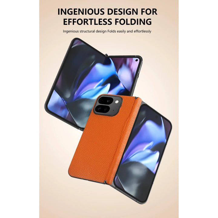 For Google Pixel 9 Pro Fold Case Genuine Leather Cover Pixel 9Pro Fold Capa Protective Etui Back Coque Carcasa without front - DOKUTRONIX