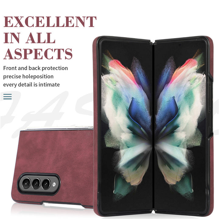 Luxury Slim Fit Premium Leather Cover For Samsung Galaxy Z Fold3 5G Fold 3 Wallet Card Slots Shockproof Flip Case - DOKUTRONIX