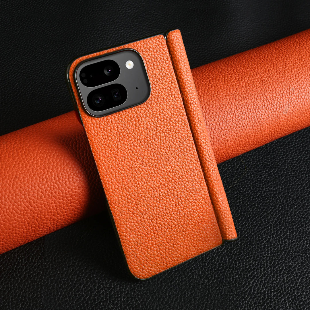 For Google Pixel 9 Pro Fold Case Genuine Leather Cover Pixel 9Pro Fold Capa Protective Etui Back Coque Carcasa without front - DOKUTRONIX