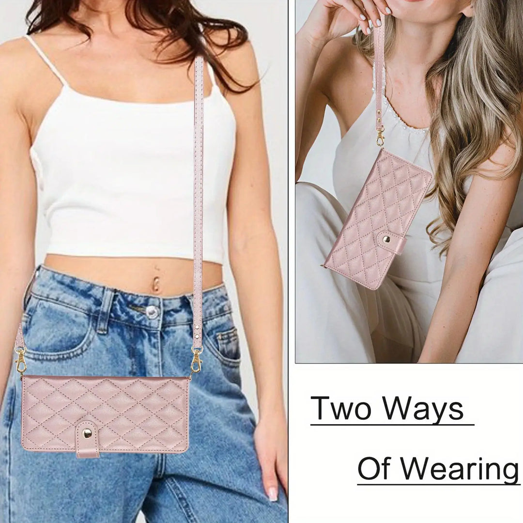 PU Leather Flip Wallet Case For Samsung Galaxy Z Fold 6 5 4 3 5G With Holder Crossbody Wrist Strap Card Slot Stand Phone Cover - DOKUTRONIX