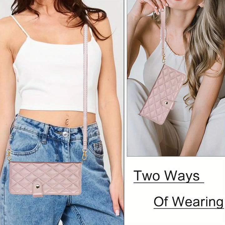 PU Leather Flip Wallet Case For Samsung Galaxy Z Fold 6 5 4 3 5G With Holder Crossbody Wrist Strap Card Slot Stand Phone Cover - DOKUTRONIX