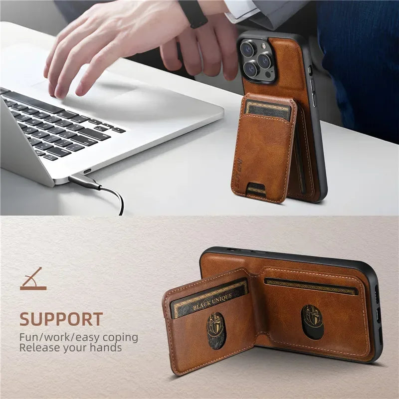 LeatherLux Wallet Case for iPhone - DOKUTRONIX