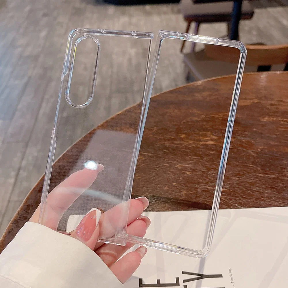 Acrylic Transparent Phone Case For Samsung Galaxy Z Fold 6 5 4 3 Fold5 ZFold5 Fold6 Fold3 Shockproof Protective Hard Back Cover - DOKUTRONIX