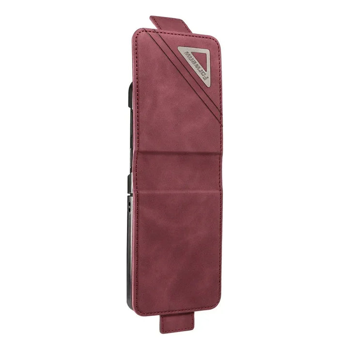 Retro style Luxury Leather Flip Wallet Phone Case For Samsung Z Flip 7 6 5 4 3 Shockproof Soft Stand Cover For Samsung Z Flip5 - DOKUTRONIX