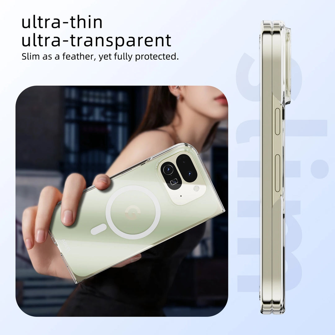 For Google Pixel Fold 10 Pro Fold Case Protective Clear Magsafe Anti-Scrach Shell Back Cover - DOKUTRONIX