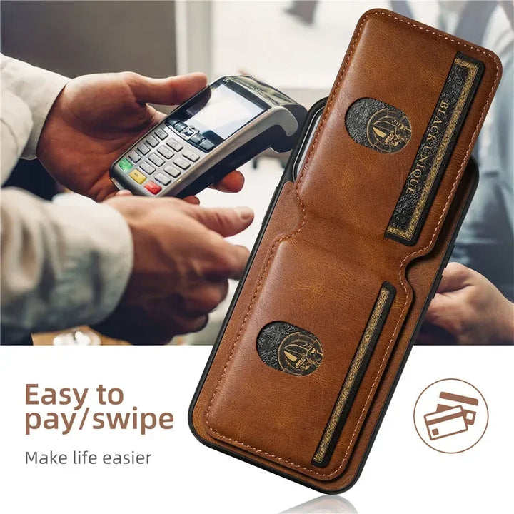 Magnetic Luxe Leather Wallet Case for iPhone - DOKUTRONIX