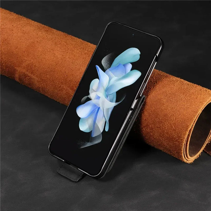 Retro style Luxury Leather Flip Wallet Phone Case For Samsung Z Flip 7 6 5 4 3 Shockproof Soft Stand Cover For Samsung Z Flip5 - DOKUTRONIX
