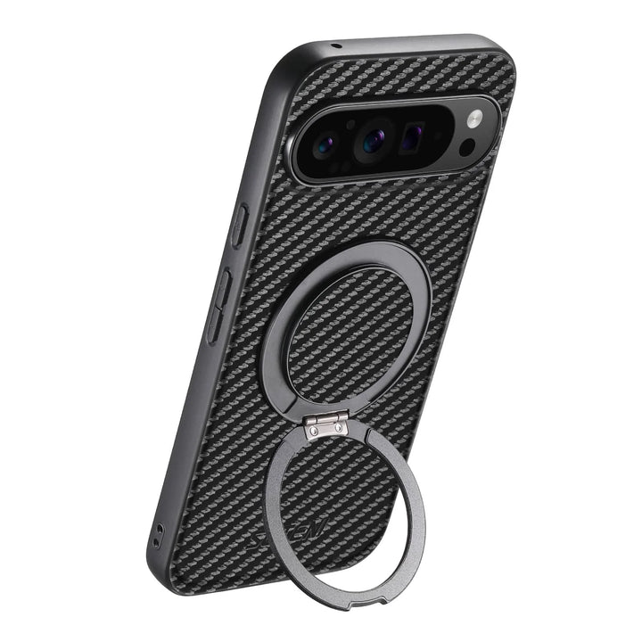 For Google Pixel 9 Pro XL Pixel 9 8 7 6 Pro 8A 7A 6A Carbon Fiber Case,[Compatible with Magnetic] Built in Kickstand Phone Cover - DOKUTRONIX