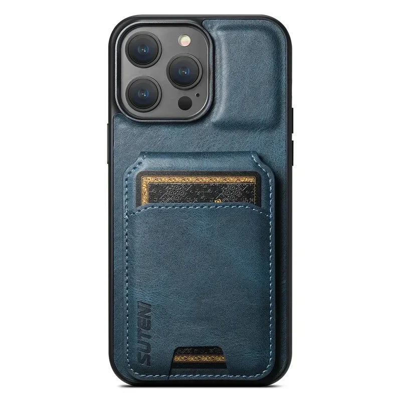 Magnetic Luxe Leather Wallet Case for iPhone - DOKUTRONIX