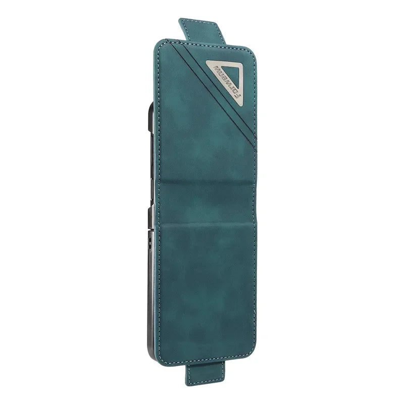 Retro style Luxury Leather Flip Wallet Phone Case For Samsung Z Flip 7 6 5 4 3 Shockproof Soft Stand Cover For Samsung Z Flip5 - DOKUTRONIX